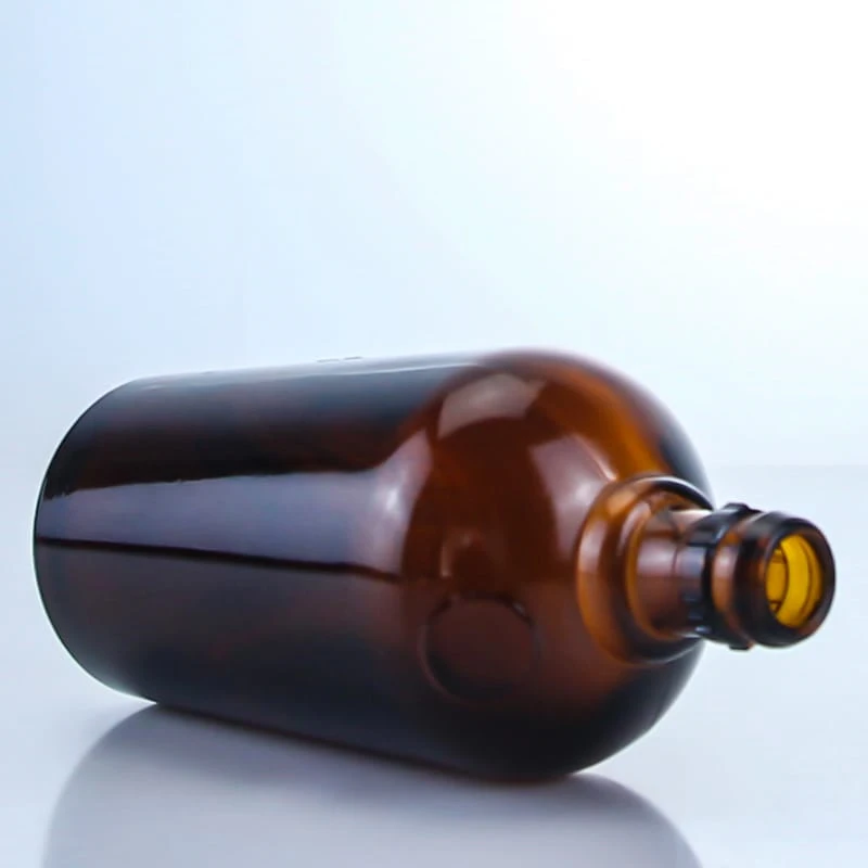 490-big size empty amber glass bottle with lid