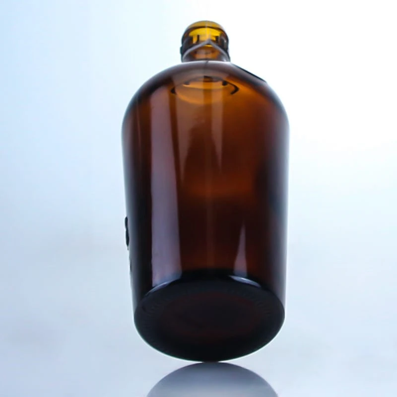 490-big size empty amber glass bottle with lid