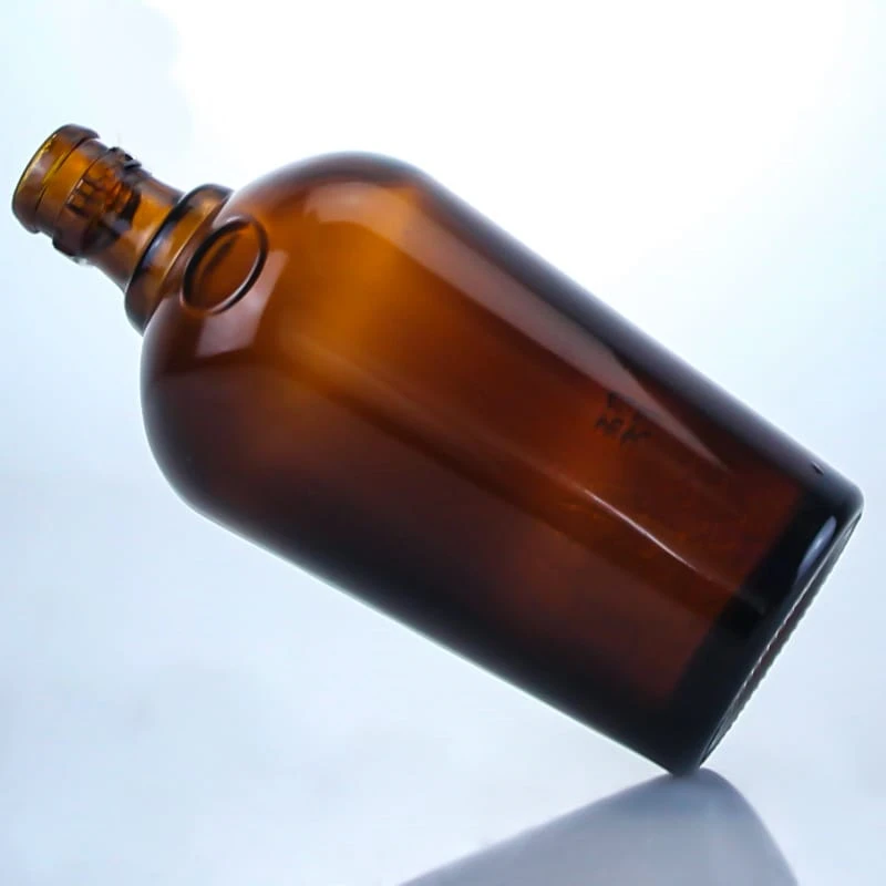 490-big size empty amber glass bottle with lid