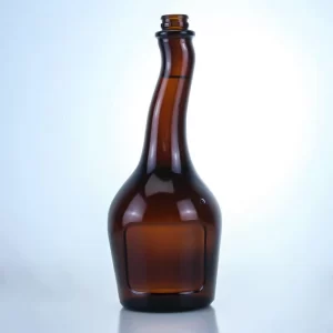 491-custom made unique neck amber liquor bottle